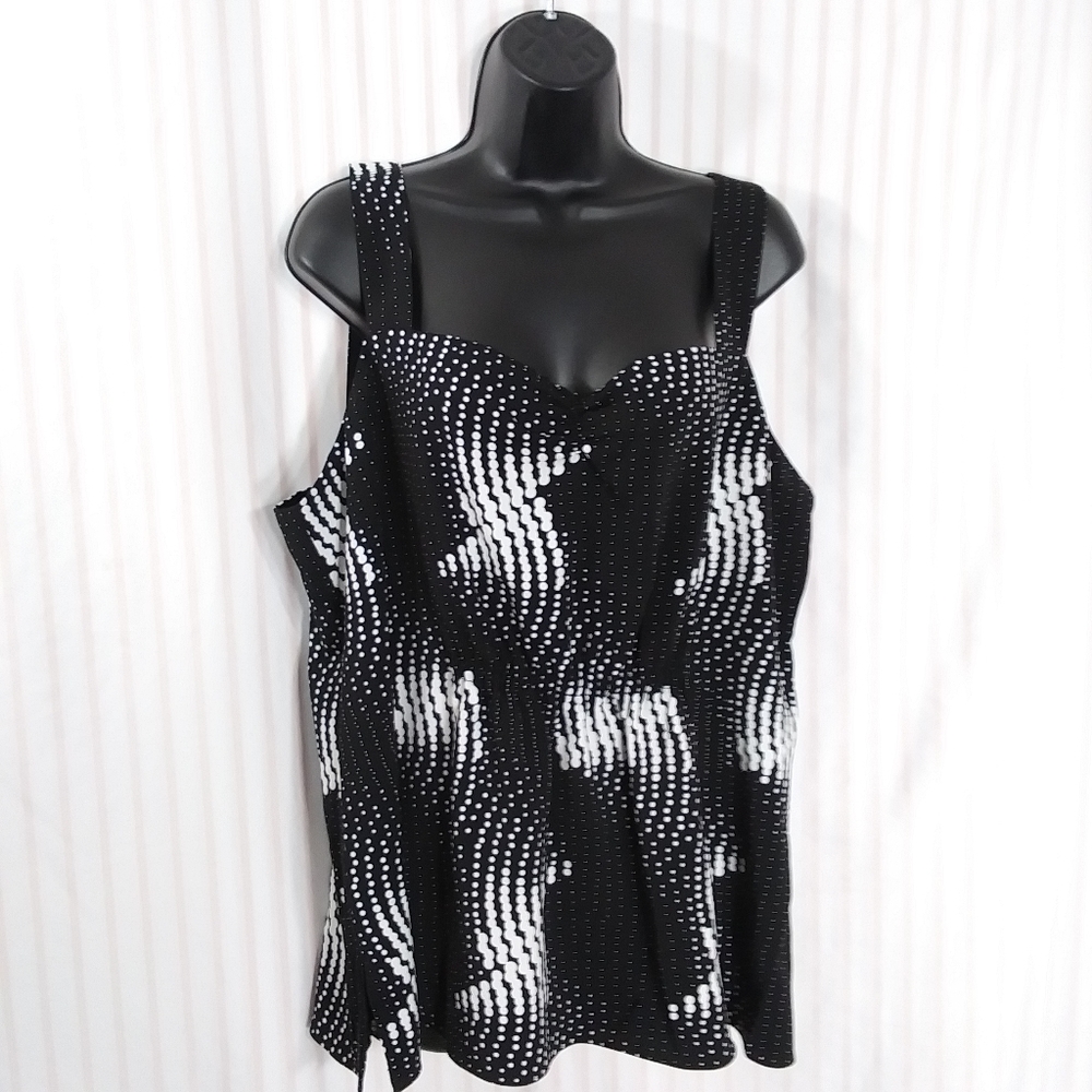 KENNETH COLE Retro Dot Lined Sleeveless Blouse NWT Sz XXL